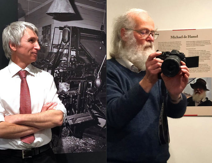 Akaroa Museum collections manager Daniel Smith (left) and The Akaroa Mail editor and owner Michael de Hamel