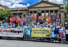 Healthcare workers protest in Melbourne