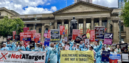 ‘Intolerable pressure’ – inside the Israel lobby campaign to coerce regulators on antisemitism Healthcare workers protest in Melbourne