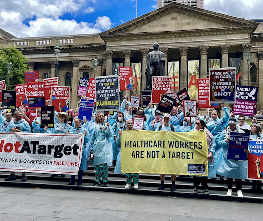 Healthcare workers protest in Melbourne