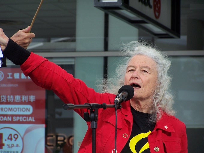 Amnesty International's Margaret Taylor speaking at today's rally