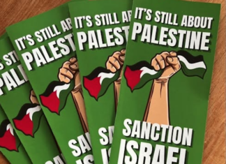 Israel accused of ‘buying Pacific votes’ over plan to open Nauru embassy in Jerusalem PSNA flyers supporting Palestine