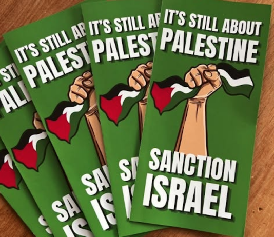 Israel accused of ‘buying Pacific votes’ over plan to open Nauru embassy in Jerusalem PSNA flyers supporting Palestine