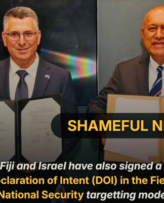 Fiji joins global Israel allies network, security plan slammed as ‘shameful’ A controversial Fiji and Israeli plan to cooperate in security training has triggered criticism