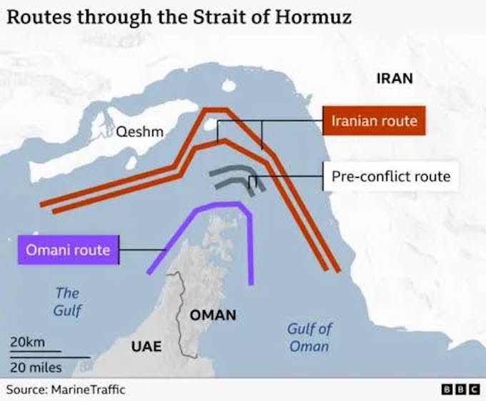 The Strait of Hormuz map