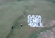 "Gaza is not for sale" . . . the spray painted slogan at President Trump’s Turnberry golf resort