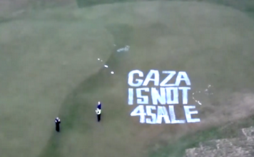 "Gaza is not for sale" . . . the spray painted slogan at President Trump’s Turnberry golf resort