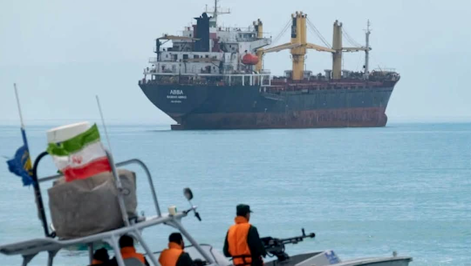An Iranian naval speedboat patrolling the Strait of Hormuz