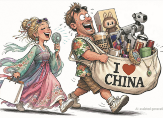 A "I love China" cartoon on today's China Daily website