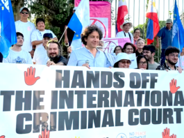 Defenders of the International Criminal Court, led by the pan-European group Eumans, rally in Rome
