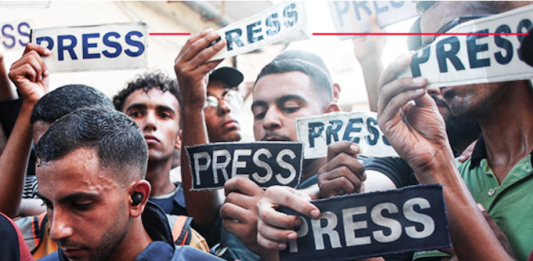 Gazan journalists calling for open access to the besieged Palestinian enclave . . . more than 200 journalists and media freedom groups signed a petition demanding free media access and protection for Palestinan media workers