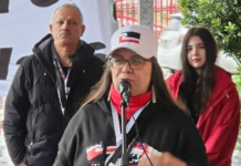 PSNA's Leeann Wahanui-Peters reading out Te Pāti Māori's statement for co-leader Debbie Ngarewa-Packer