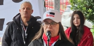 NZ left parties condemn Luxon govt on lack of humanity, ‘complicity’ over Gaza genocide PSNA's Leeann Wahanui-Peters reading out Te Pāti Māori's statement for co-leader Debbie Ngarewa-Packer