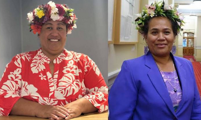 The other two of the Mangaia trio . . . newcomer Rimmel Poila-Mokoroa (left) and Tetangi Matapo