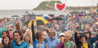 A Rising Tide climate protest with a Newcastle Port blockade