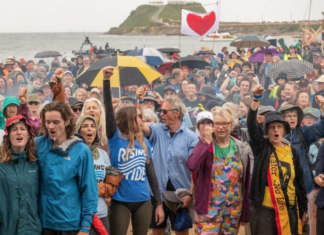 A Rising Tide climate protest with a Newcastle Port blockade
