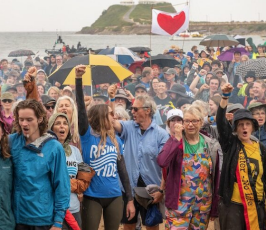 A Rising Tide climate protest with a Newcastle Port blockade