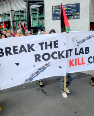 Palestinian Kiwis, Māori doctor file claim against NZ govt over Gaza spy satellites An Auckland protest against Rocket Lab's implication in the Gaza genocide earlier this year