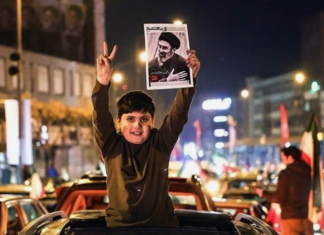 Crowds gather in Tehran on March 9 to celebrate the appointment of Iran's new Supreme Leader, Ayatollah Seyed Mojtaba Khamenei