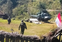 Indonesian military forces in action in Intan Jaya regency in Central Papua province this week