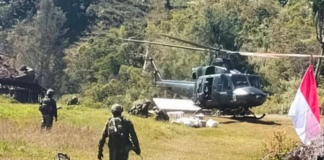 Indonesian military forces in action in Intan Jaya regency in Central Papua province this week