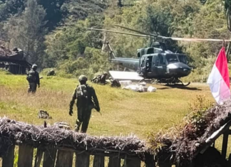 Indonesian military forces in action in Intan Jaya regency in Central Papua province this week