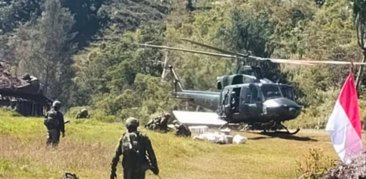 Indonesian military forces in action in Intan Jaya regency in Central Papua province this week