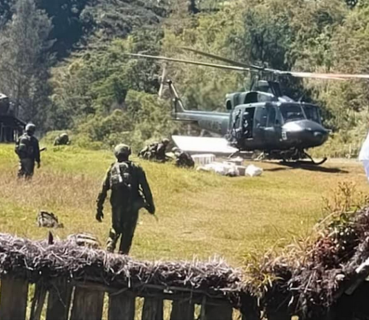 Indonesian military forces in action in Intan Jaya regency in Central Papua province this week