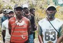 Yahukimo tribal chief Alpius Yallak makes a statement on the massacre