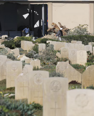 An Israeli military offensive in January 2024 damaged parts of the Deir El Belah War Cemetery