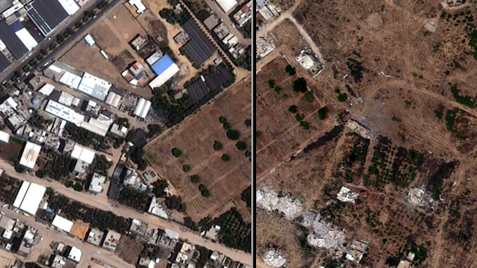 A series of images produced by Canadian geospatial firm SkyWatch shows the Gaza War Cemetery and its surrounds have been heavily damaged