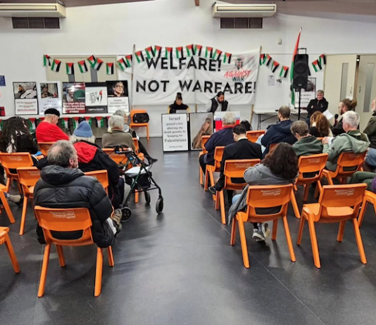 Pro-Palestine activists at a public meeting in Auckland last night planning for the New Zealand share of the Global March for Palestine
