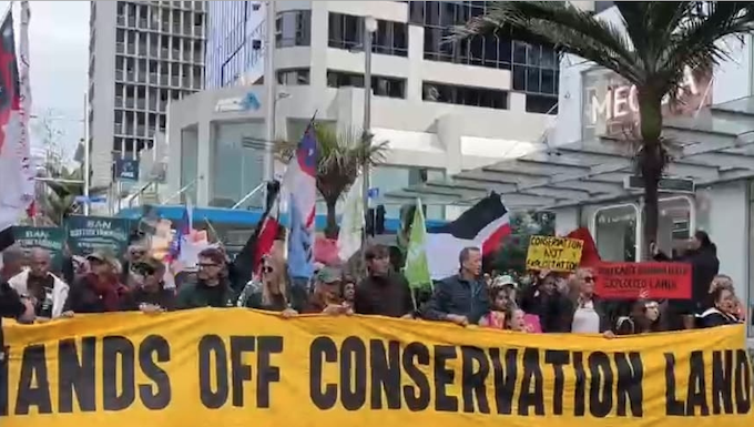 Protesters march down Auckland's Queen St