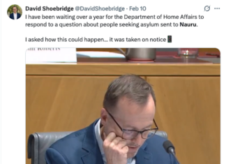 Australian Green Senator David Shoebridge seeking information from the Department of Home Affairs