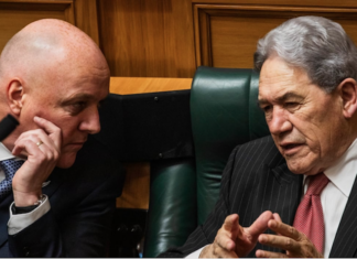 NZ Prime Minister Christopher Luxon (left) and Foreign Minister Winston Peters