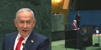 Israeli Prime Minister Benjamin Netanyahu, wanted on an International Criminal Court warrant for alleged war crimes and crimes against humanity, begins his controversial speech at UNGA