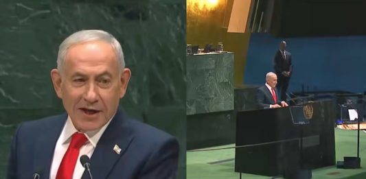 Israeli Prime Minister Benjamin Netanyahu, wanted on an International Criminal Court warrant for alleged war crimes and crimes against humanity, begins his controversial speech at UNGA