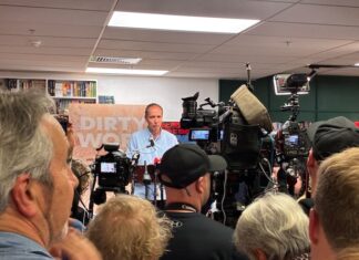 Author Nicky Hager at the launch of his latest book Dirty Work