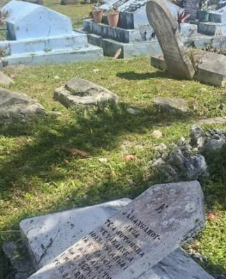 Vandalised Nikao Cemetery
