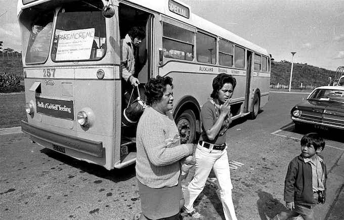 Passengers on the free People’s Union weekly bus for visitors to Pāremoremo Prison