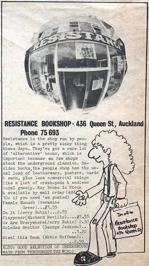 An Auckland Resistance Bookshop flyer