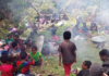 A makeshift West Papuan refugee camp in Puncak Regency after dozens of villagers were displaced from their community by armed conflict in February
