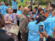 Fiji Prime Minister Sitiveni Rabuka talks to journalists at Savusavu