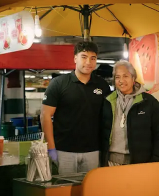 Siaosi (George) Lavelua serving 'otai for his parents business