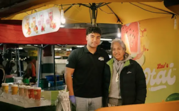 Siaosi (George) Lavelua serving 'otai for his parents business