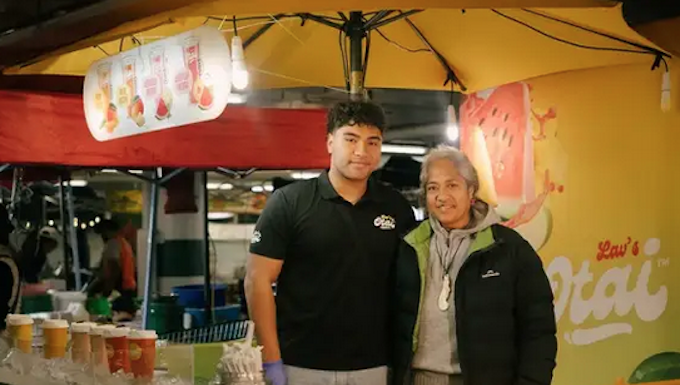 Siaosi (George) Lavelua serving 'otai for his parents business