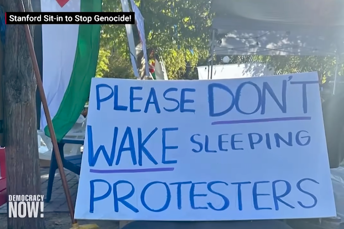 Stanford protesters DemNow 680wide Stanford Daily editor-in-chief George Porteous