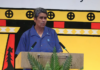 President Surangel Whipps talking over the chairmanship of the PIF, making his remarks at the opening of the 55th PIFLM in Palau