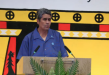 President Surangel Whipps talking over the chairmanship of the PIF, making his remarks at the opening of the 55th PIFLM in Palau