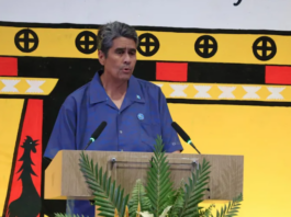 President Surangel Whipps talking over the chairmanship of the PIF, making his remarks at the opening of the 55th PIFLM in Palau